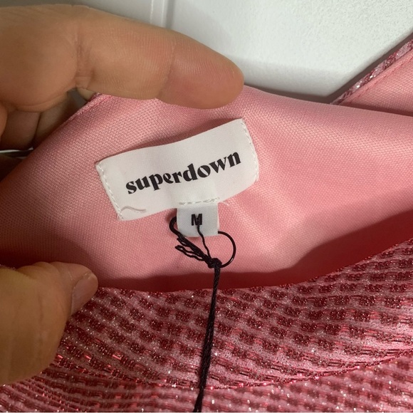Superdown Revolve Tiffany sparkle one shoulder pink dress size medium party - Picture 3 of 7